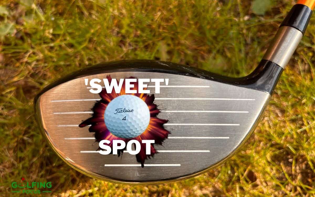Golfing Focus infographic illustrating the sweet spot on a driver